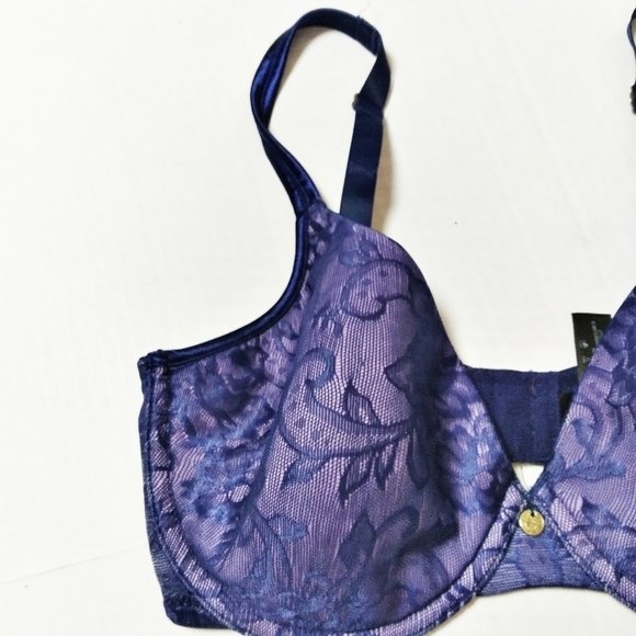 Natori Lightly Lined Purple Floral Lace Bra with Underwire - Picture 4 of 9